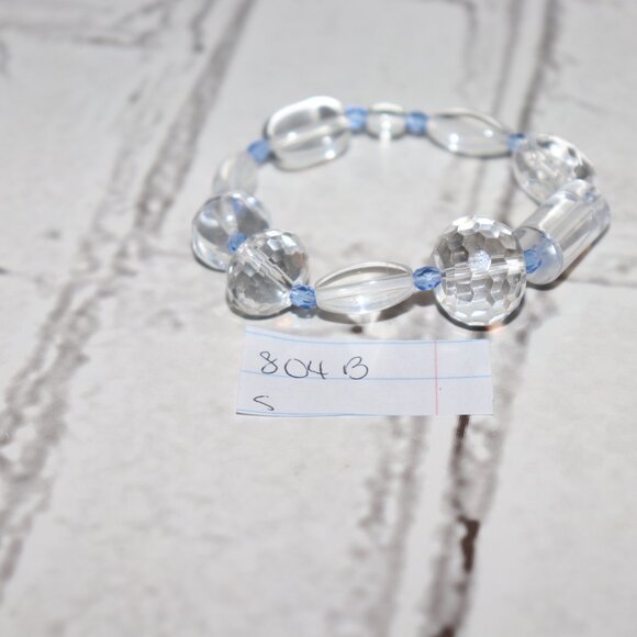 ❄️💙 Clear Glass & Blue Crystal Bracelet · 7" · Frosted Glow ✨ - Picture 3 of 5